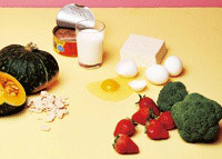 호박, 참치, 우유, 딸기, 브로콜리, 계란, 두부